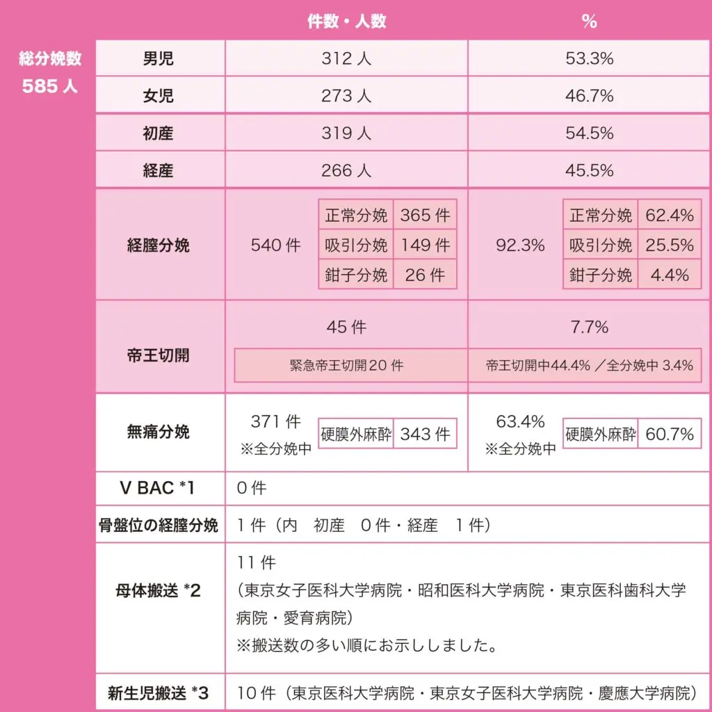 2013年の分娩数とその内訳